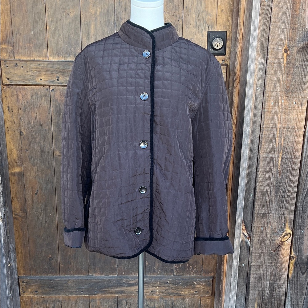 Utex XL Plumb Brown Quilted Jacket Mandarin collar Modern 2151